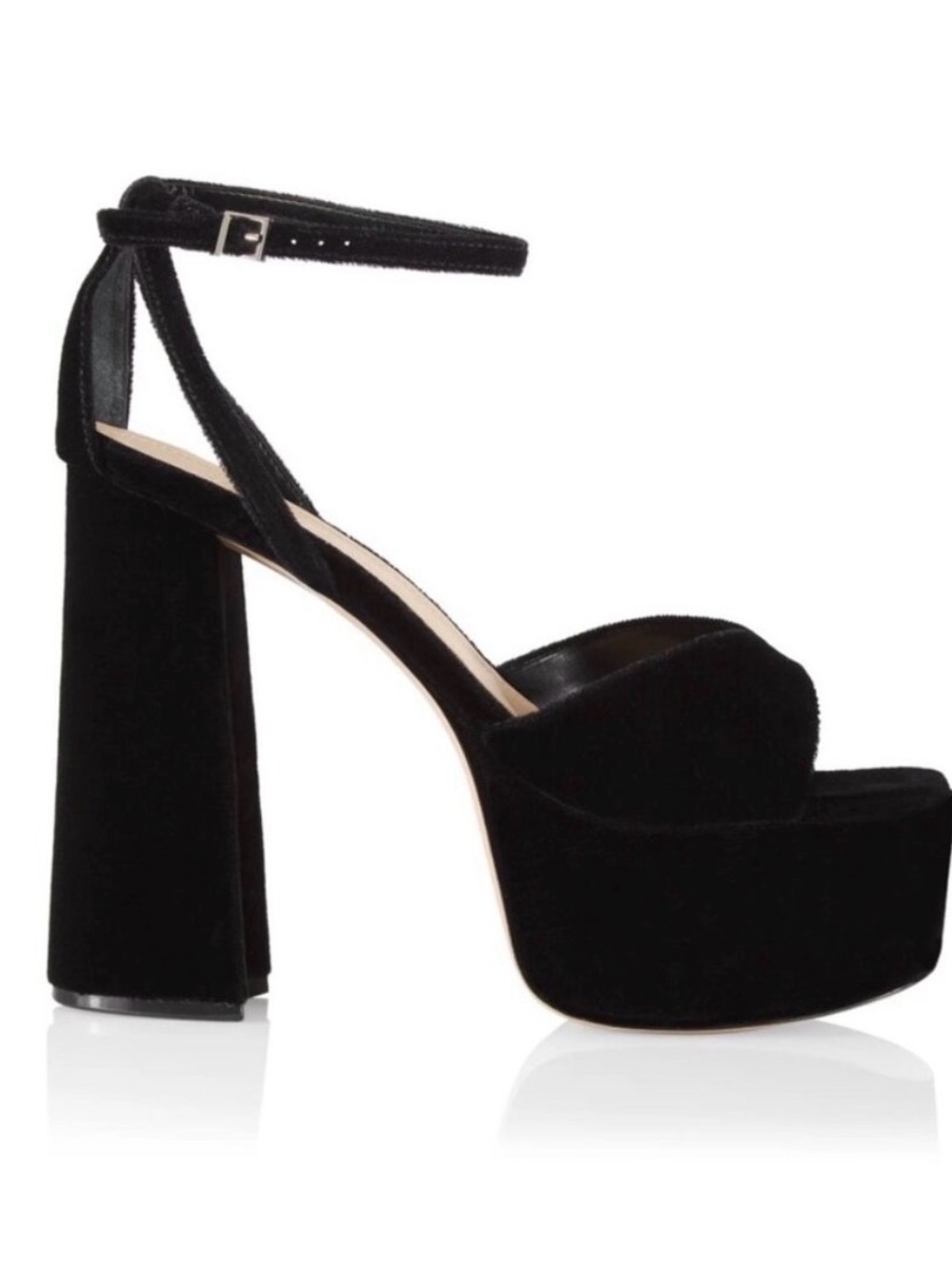 SCHUTZ Ariya Platform Sandal Black Velvet Size 7